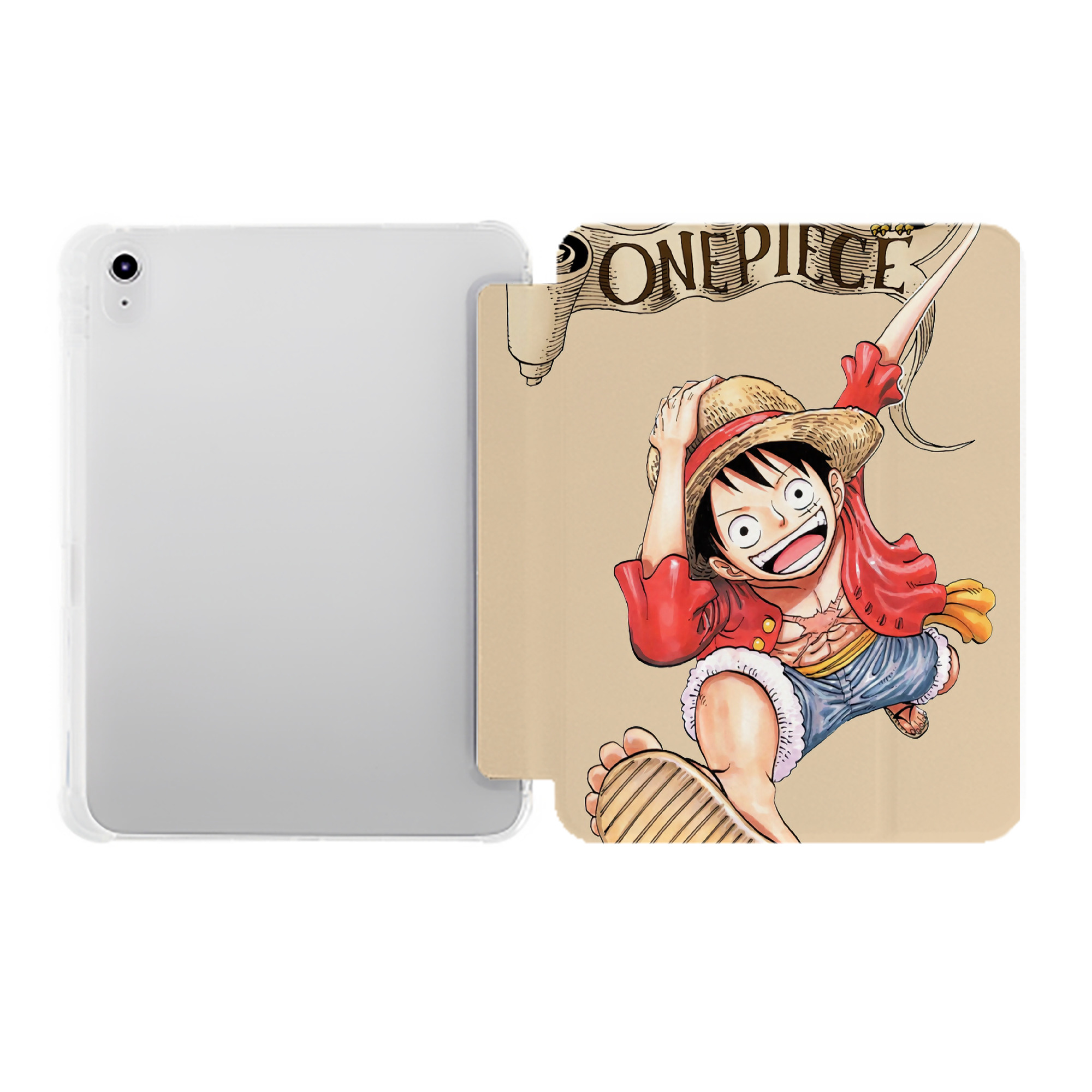 （画像用） ワンピース ONE PIECE IPad ケース ペン収納付き 三つ折りスタンド PUレザー×シリコン 対応機種9.5/10.5/10.9インチ